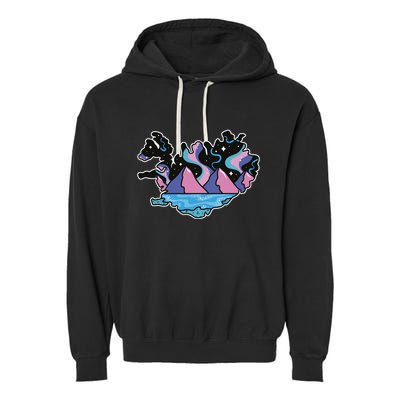 Northern Lights Island Map Garment-Dyed Fleece Hoodie