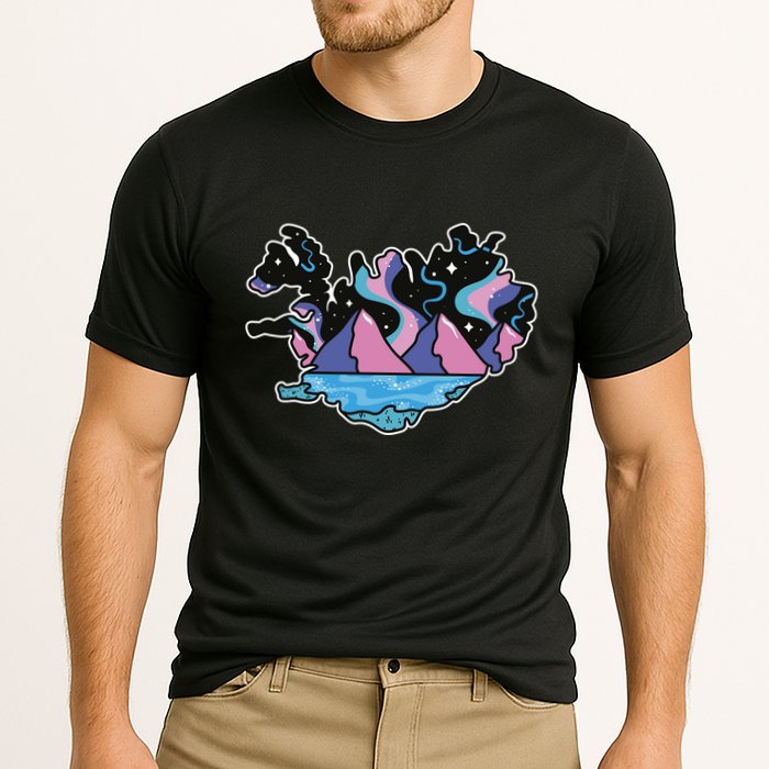 Northern Lights Island Map Cooling Performance Crew T-Shirt