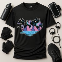 Northern Lights Island Map Cooling Performance Crew T-Shirt