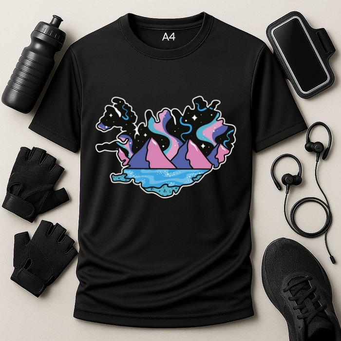 Northern Lights Island Map Cooling Performance Crew T-Shirt