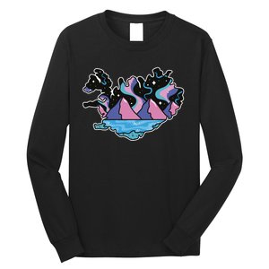 Northern Lights Island Map Long Sleeve Shirt