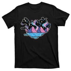 Northern Lights Island Map T-Shirt