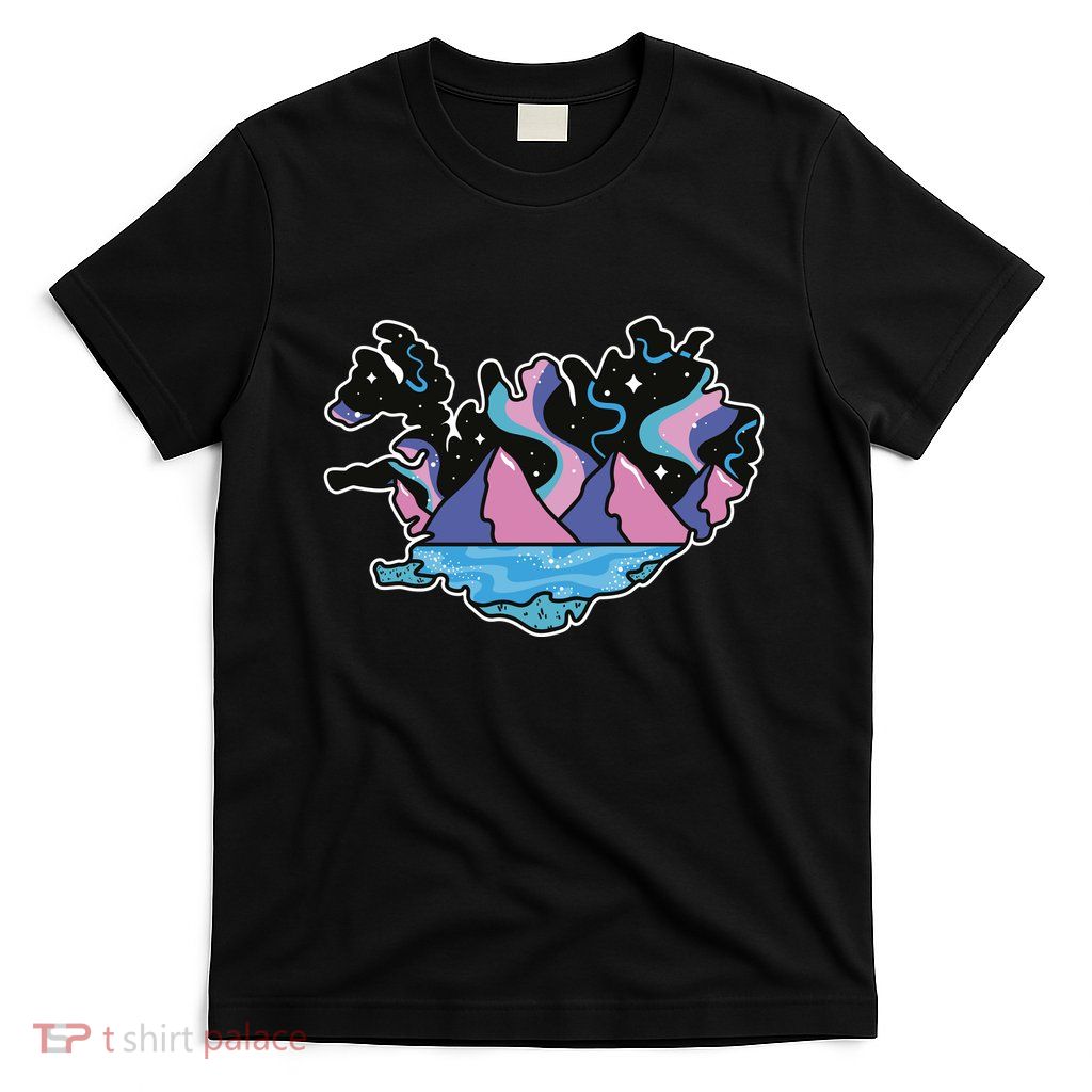 Northern Lights Island Map T-Shirt