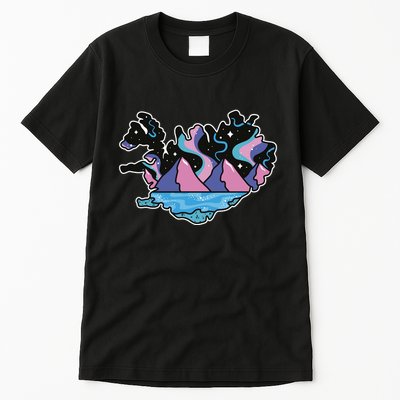 Northern Lights Island Map Tall T-Shirt