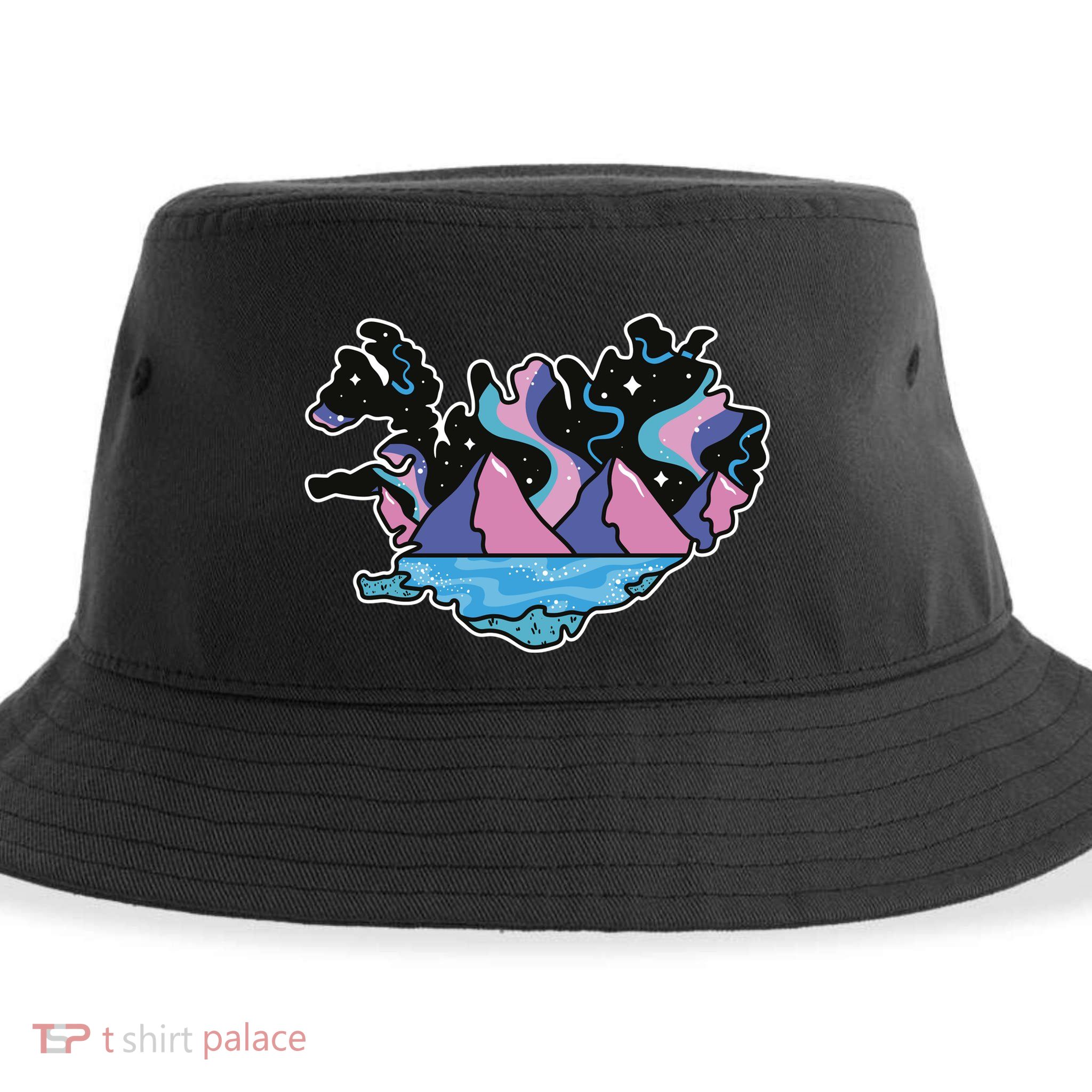 Northern Lights Island Map Sustainable Bucket Hat