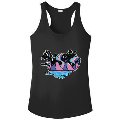 Northern Lights Island Map Ladies PosiCharge Competitor Racerback Tank