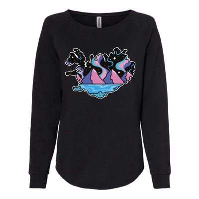 Northern Lights Island Map Womens California Wash Sweatshirt