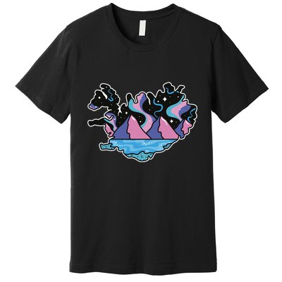 Northern Lights Island Map Premium T-Shirt
