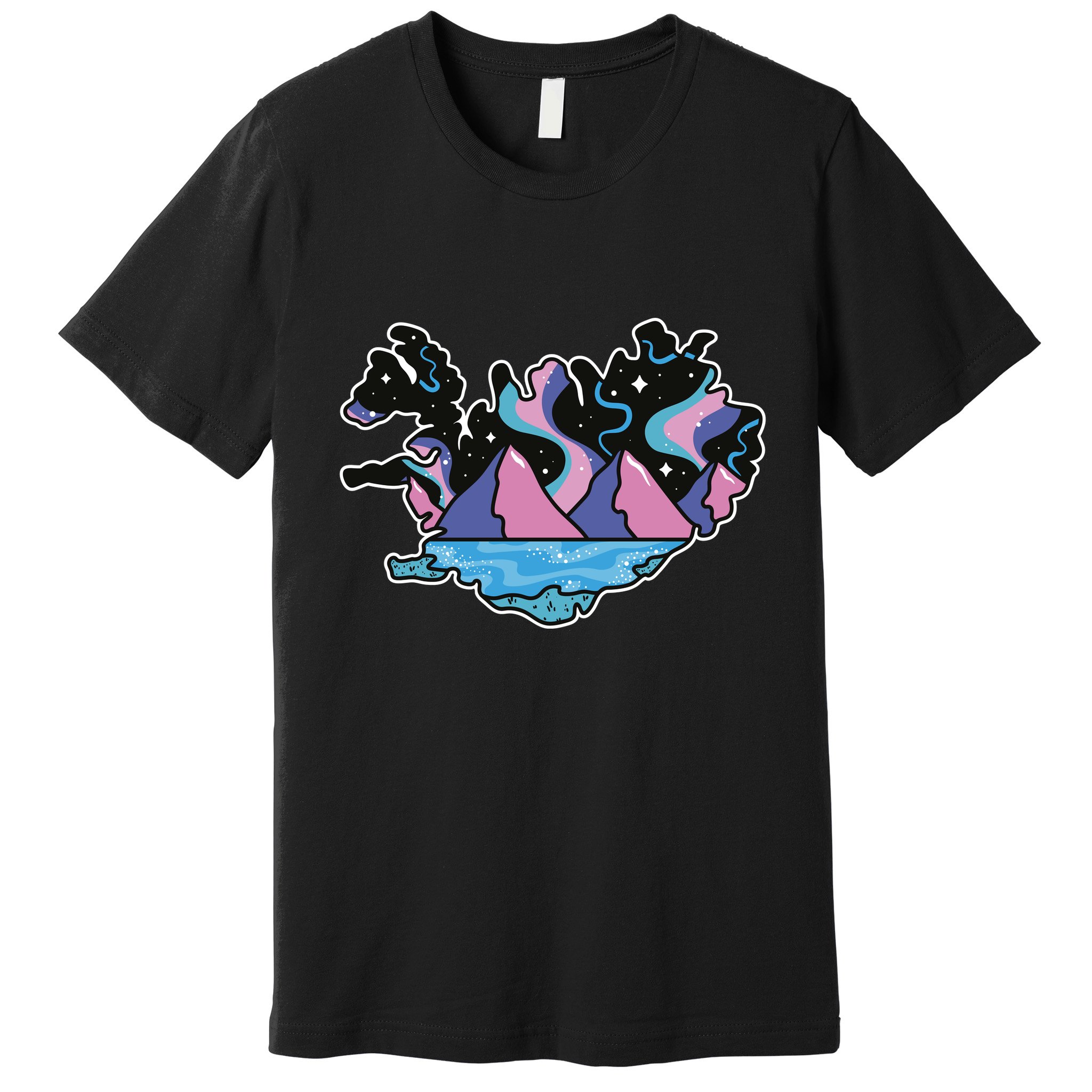 Northern Lights Island Map Premium T-Shirt