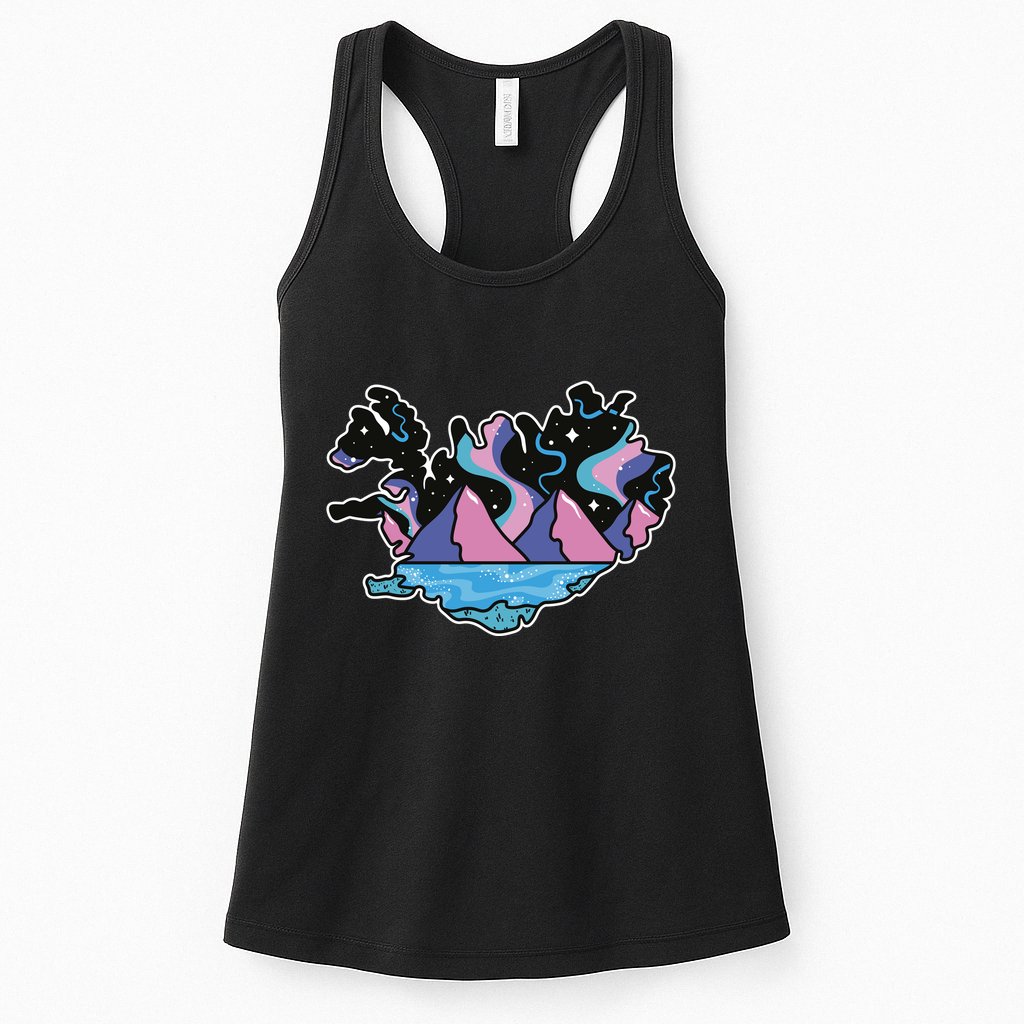 Northern Lights Island Map Womens Tank Top