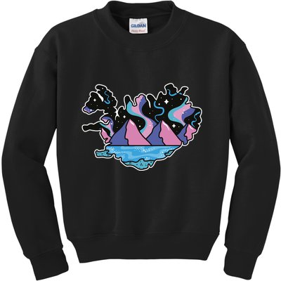 Northern Lights Island Map Kids Sweatshirt