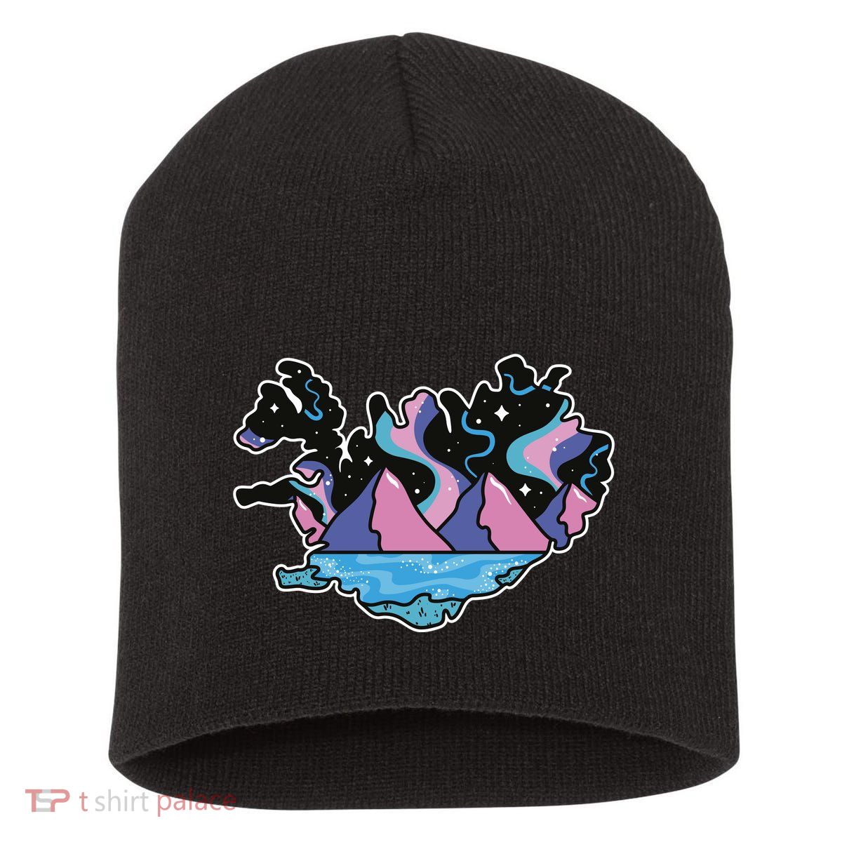 Northern Lights Island Map Short Acrylic Beanie