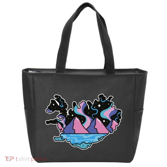 Northern Lights Island Map Zip Tote Bag