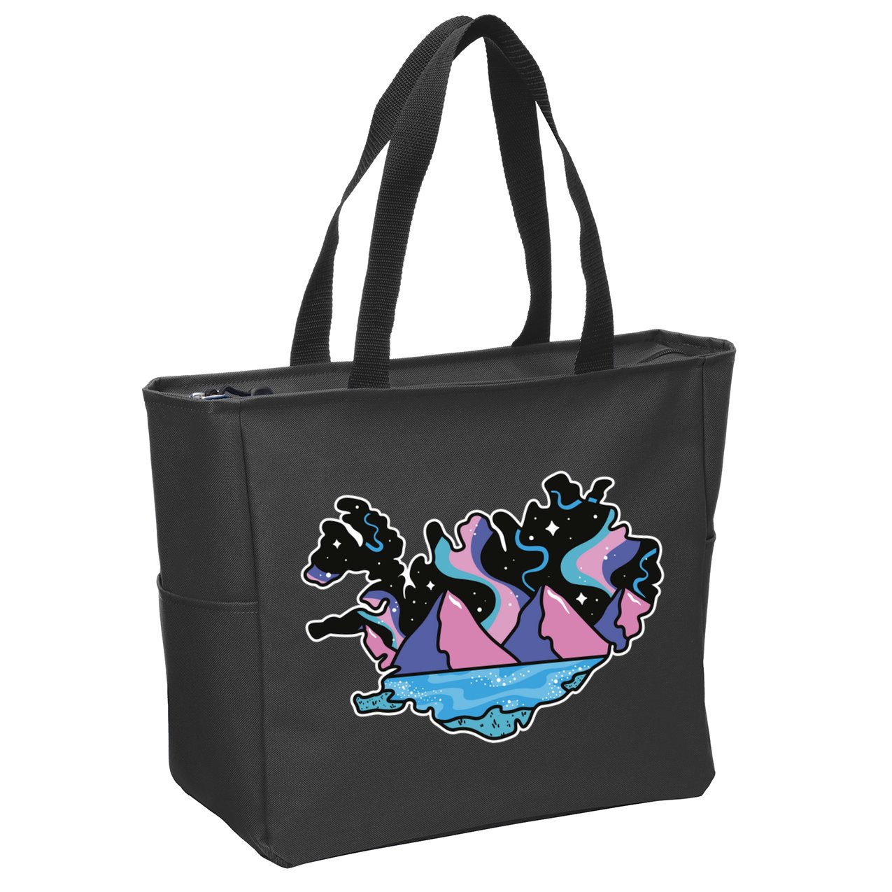 Northern Lights Island Map Zip Tote Bag