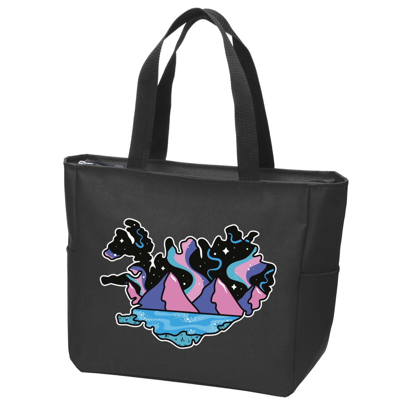 Northern Lights Island Map Zip Tote Bag