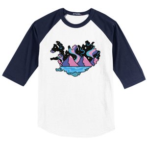 Northern Lights Island Map Baseball Sleeve Shirt