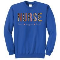 Nurse Love Inspire Heal Leopard Nursing Cute Gift Sweatshirt