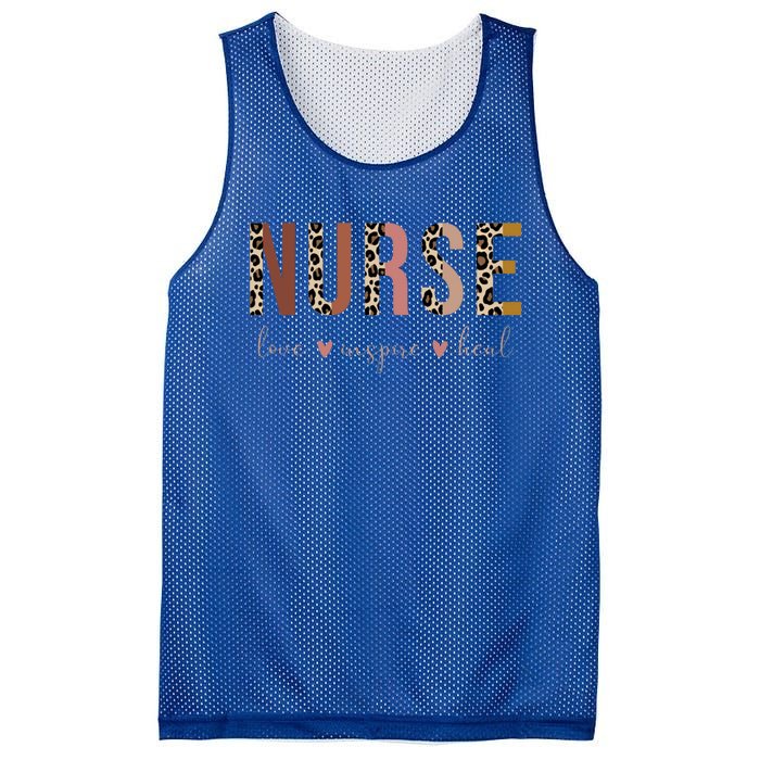 Nurse Love Inspire Heal Leopard Nursing Cute Gift Mesh Reversible Basketball Jersey Tank