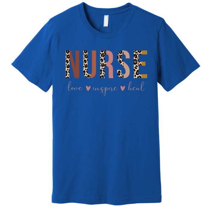 Nurse Love Inspire Heal Leopard Nursing Cute Gift Premium T-Shirt