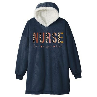 Nurse Love Inspire Heal Leopard Nursing Cute Gift Hooded Wearable Blanket