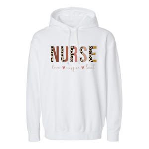 Nurse Love Inspire Heal Leopard Nursing Cute Gift Garment-Dyed Fleece Hoodie