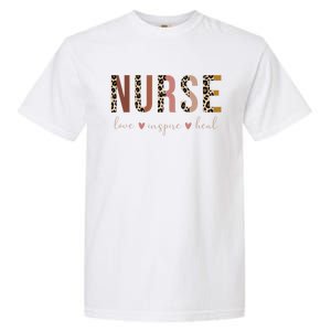 Nurse Love Inspire Heal Leopard Nursing Cute Gift Garment-Dyed Heavyweight T-Shirt