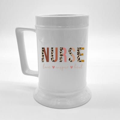 Nurse Love Inspire Heal Leopard Nursing Cute Gift Beer Stein