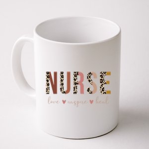 Nurse Love Inspire Heal Leopard Nursing Cute Gift Coffee Mug