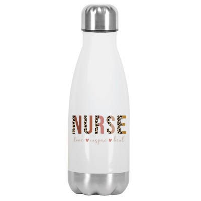 Nurse Love Inspire Heal Leopard Nursing Cute Gift Stainless Steel Insulated Water Bottle