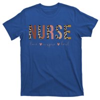 Nurse Love Inspire Heal Leopard Nursing Gift T-Shirt