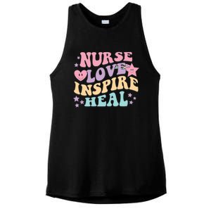 Nurse Love Inspire Heal Medicine Nursing Retro Healthcare Gift Ladies PosiCharge Tri-Blend Wicking Tank