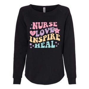 Nurse Love Inspire Heal Medicine Nursing Retro Healthcare Gift Womens California Wash Sweatshirt