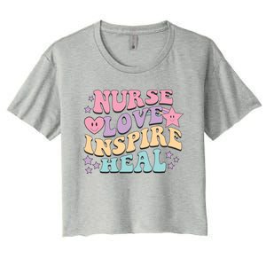 Nurse Love Inspire Heal Medicine Nursing Retro Healthcare Gift Women's Crop Top Tee