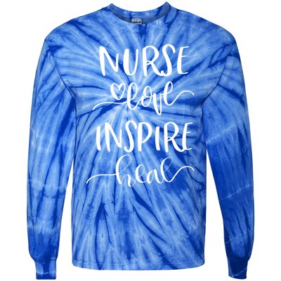 Nurse Love Inspire Heal Gift Tie-Dye Long Sleeve Shirt