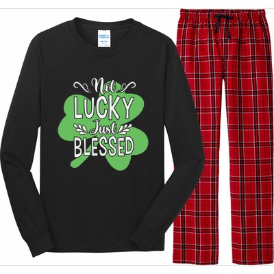 Not Lucky Just Blessed Irish Shamrock Long Sleeve Pajama Set