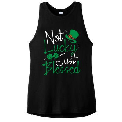 Not Lucky Just Blessed Funny St Patricks Day Leprechauns Gift Ladies PosiCharge Tri-Blend Wicking Tank