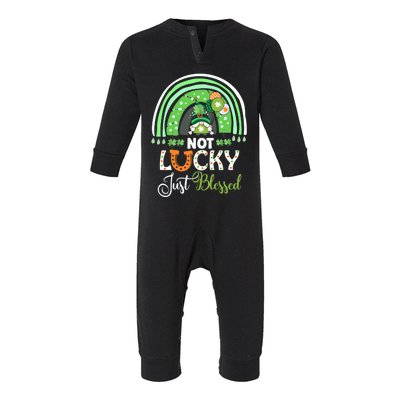 Not Lucky Just Blessed Rainbow Gnome Clover St Patricks Day Gift Infant Fleece One Piece