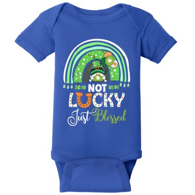 Not Lucky Just Blessed Rainbow Gnome Clover St Patricks Day Gift Baby Bodysuit