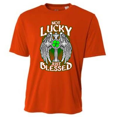 Not Lucky Just Blessed Saint Patty’s Day Theme Bible Quote Cute Gift Cooling Performance Crew T-Shirt