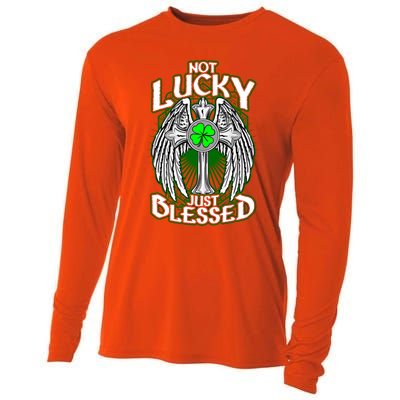 Not Lucky Just Blessed Saint Patty’s Day Theme Bible Quote Cute Gift Cooling Performance Long Sleeve Crew