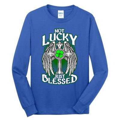 Not Lucky Just Blessed Saint Patty’s Day Theme Bible Quote Cute Gift Tall Long Sleeve T-Shirt