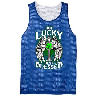 Not Lucky Just Blessed Saint Patty’s Day Theme Bible Quote Cute Gift Mesh Reversible Basketball Jersey Tank