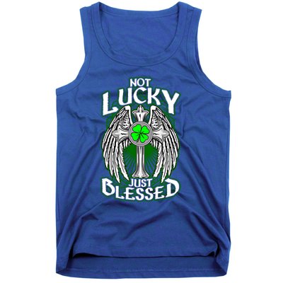 Not Lucky Just Blessed Saint Patty’s Day Theme Bible Quote Cute Gift Tank Top