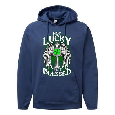 Not Lucky Just Blessed Saint Patty’s Day Theme Bible Quote Cute Gift Performance Fleece Hoodie