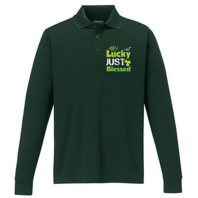 Not Lucky Just Blessed Performance Long Sleeve Polo