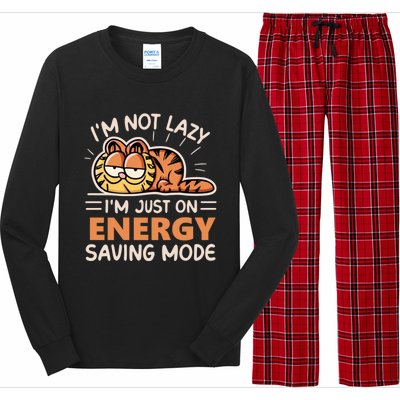 Not Lazy Just On Energy Saving Mode Funny Hilarious And Humorous Long Sleeve Pajama Set