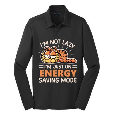 Not Lazy Just On Energy Saving Mode Funny Hilarious And Humorous Silk Touch Performance Long Sleeve Polo