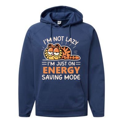 Not Lazy Just On Energy Saving Mode Funny Hilarious And Humorous Performance Fleece Hoodie