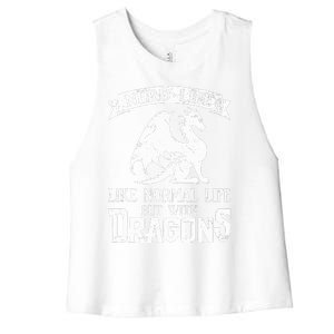 Nerd Life Like Normal Life But With Dragons  Women's Racerback Cropped Tank