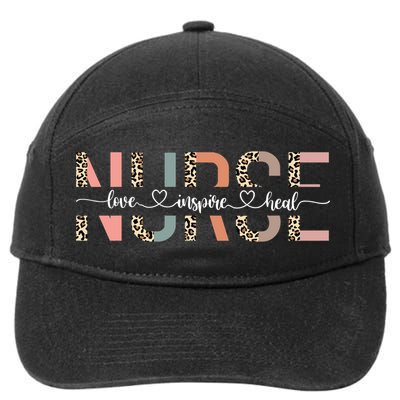Nurse Life Love Inspire Heal Leopard Happy Nurses Day Gift 7-Panel Snapback Hat